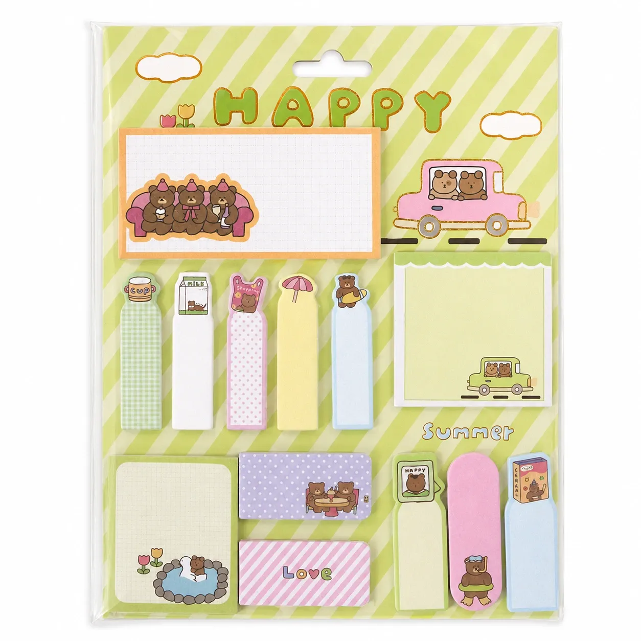 Happy Sticky Notes Set – Green